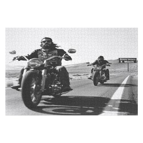 Jigsaw Puzzle for Adults Motorcycle Gang 1000 Pieces Modern Design Cardboard High Resolution Poster Ages 12+28 38x52cm Fds173 von HNBDE