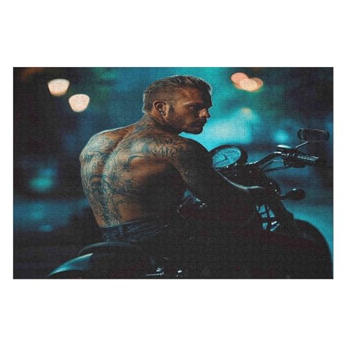 Jigsaw Puzzle for Adults Motorcycle Gang 1000 Pieces Modern Design Cardboard High Resolution Poster Ages 12+28 38x52cm Fds209 von HNBDE