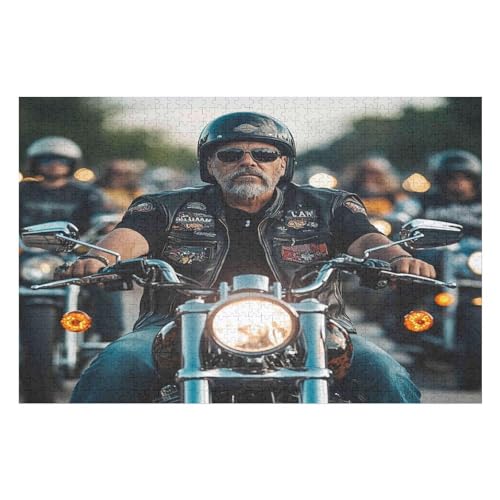 Jigsaw Puzzle for Adults Motorcycle Gang 1000 Pieces Modern Design Cardboard High Resolution Poster Ages 12+28 38x52cm Fds273 von HNBDE