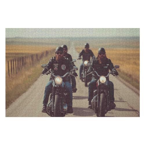 Jigsaw Puzzle for Adults Motorcycle Gang 1000 Pieces Modern Design Cardboard High Resolution Poster Ages 12+28 38x52cm Fds364 von HNBDE
