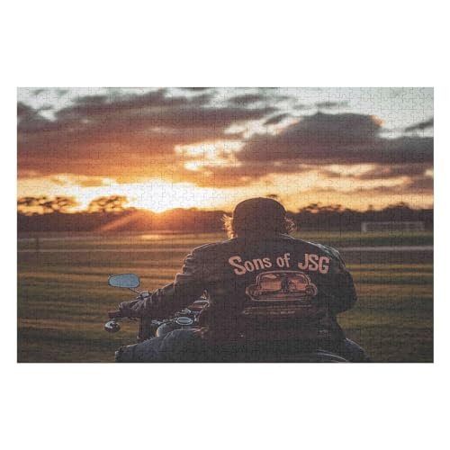 Jigsaw Puzzle for Adults Motorcycle Gang 1000 Pieces Modern Design Cardboard High Resolution Poster Ages 12+28 50x70cm Fds369 von HNBDE