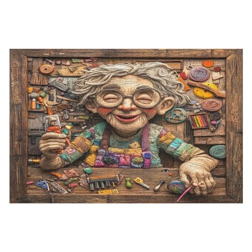 Jigsaw Puzzle for Adults Relief Granny 1000 Pieces Modern Design Cardboard High Resolution Poster Ages 12+28 26x38cm NbG178 von HNBDE