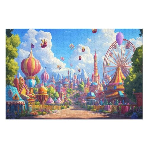Jigsaw Puzzle for Adults ThemeAmusement Park 1000 Pieces for and Kids Ages 12+ Cardboard Jigsaw Great Gift For8 26x38cm NbG035 von HNBDE