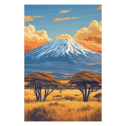 Mount Kilimanjaro 1000 Piece Jigsaw Puzzles for Adults - Fun, Challenging & Brainteasing Adults Jigsaw Puzzle - Uncover The Puzzle - 100% Recycled Cardboard - 1000pcs -(50 * 70cm) von HNBDE