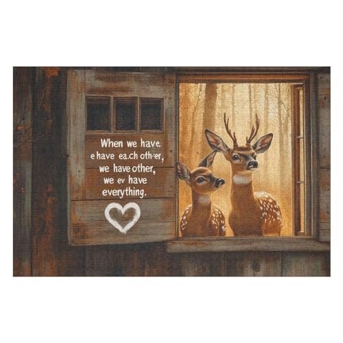 Puzzle 1000 Pieces Forest Deer Adults and Children Puzzles 1000 Pieces High Difficulty Family Puzzle Decompression Game21 38x52cm NbG285 von HNBDE