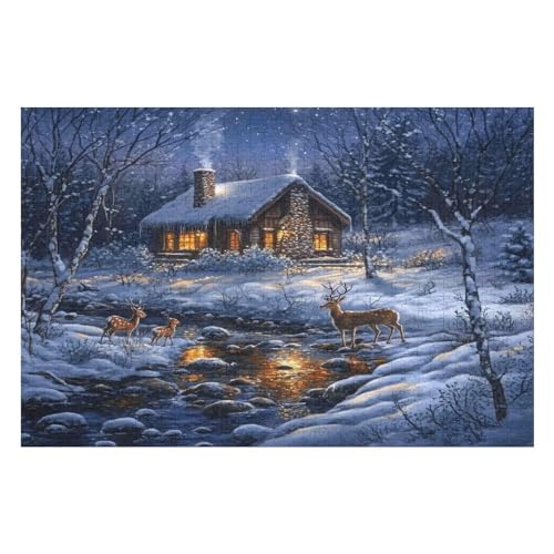 Puzzle 1000 Pieces Forest Deer Puzzles Adults and Children Best for The Family Game Collection5 38x52cm NbG294 von HNBDE