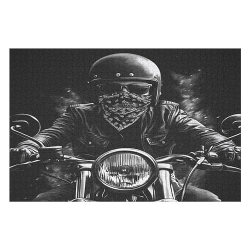 Puzzle 1000 Pieces Motorcycle Gang Adults and Children Puzzles 1000 Pieces High Difficulty Family Puzzle Decompression Game21 26x38cm Fds356 von HNBDE