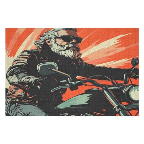 Puzzle 1000 Pieces Motorcycle Gang Adults and Children Puzzles 1000 Pieces High Difficulty Family Puzzle Decompression Game21 38x52cm Fds367 von HNBDE