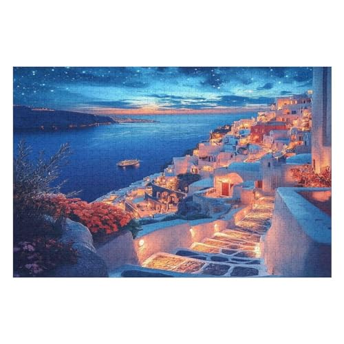 Puzzle 1000 Pieces Santorini Greece Resorts Colourful Puzzle for Adults and Children in Proven Quality20 38x52cm NbG148 von HNBDE
