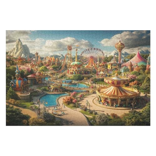 Puzzle 1000 Pieces ThemeAmusement Park Classic Adult Puzzles DIY Kit Wooden Toy Unique Gift Modern Home Decor1 38x52cm NbG042 von HNBDE