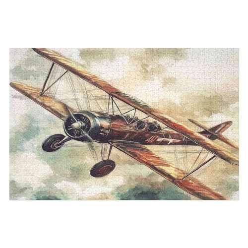 Puzzle 1000 Pieces Vintage Aircraft Adults and Children Puzzles 1000 Pieces High Difficulty Family Puzzle Decompression Game21 26x38cm NbG023 von HNBDE