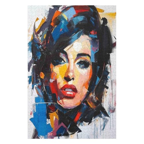Puzzle 1000 Teile, Amy Winehouse, für Kinder und Erwachsene, Papier, personalisierbar, Zusammenbau-Puzzle, lustiges Spiel, 26 x 38 cm von HNBDE