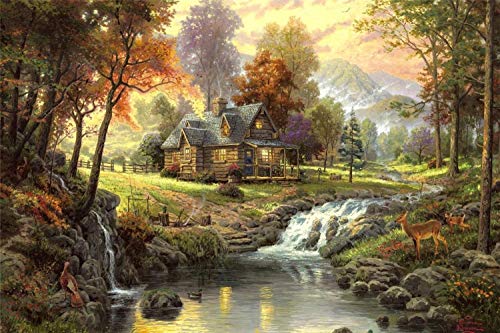 Puzzle 1000 Teile, Thomas Kinkade: Herbsthaus im Wald, Für Kinder und Erwachsene, Papier, personalisiertes Zusammenbau-Puzzle, lustiges Spiel Puzzle 1000 Teile, Thomas Kinkade: Herbsthaus im Wald, Für Kinder und Erwachsene, Papier, personalisiertes Zusammenbau-Puzzle, lustiges Spiel von HNBDE