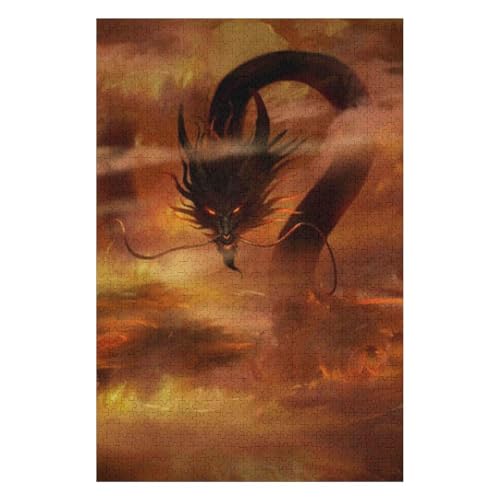 Puzzle 1000 Teile,Fliegender Drache,Für Kinder Und Erwachsene, Papier Personalisiert Zusammenbauen Lustiges Puzzle Spiel 38 * 52cmc228gy von HNBDE