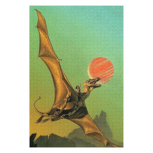 Puzzle 1000 Teile,Fliegender Drache,Für Kinder Und Erwachsene, Papier Personalisiert Zusammenbauen Puzzle Spaß Spiel 26 * 38cmc222gy von HNBDE