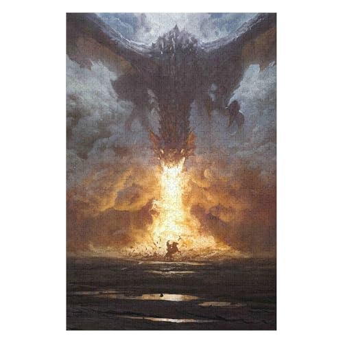 Puzzle 1000 Teile,Fliegender Drache,Für Kinder Und Erwachsene, Personalisiertes Zusammenbauen des Papierpuzzles,Spaßspiel 50 * 70cmc38gy von HNBDE