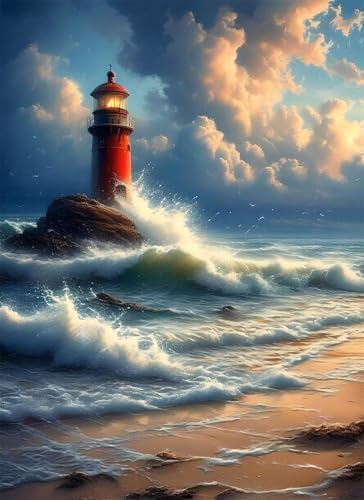 Puzzle 1000 Teile Leuchtturm Puzzle Erwachsene, Holzpuzzle Klassische Puzzles Wellen Jigsaw Puzzles für Erwachsene, Clevere Rätsel Paper Jigsaw, Geschicklichkeitsspiel für die Ganze Familie 26x38cm von HNBDE