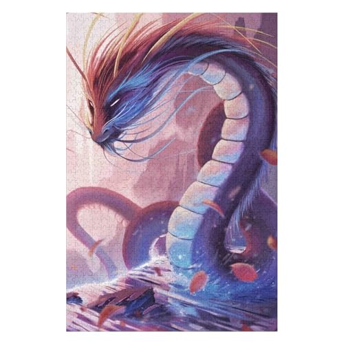 Puzzle 1000 Teile für Erwachsene, Puzzlespiel für Kinder, Puzzlespielzeug, Heimdekoration, Landschaft, Fliegender Drache, 50 * 70cm c209gy von HNBDE