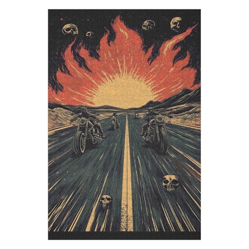 Puzzle 1000 Teile für Erwachsene, Steine, 1000-teiliges Puzzle für Erwachsene – Motorradgang, Papierpuzzle 50 * 70cm von HNBDE