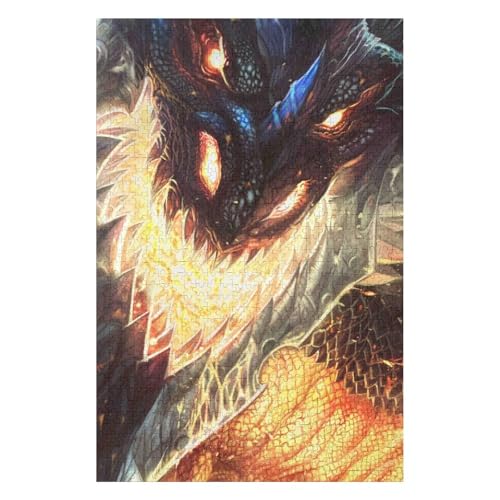 Puzzle 1000 Teile für Erwachsene, schwierige und schwere Puzzles für Frauen und Männer, Premium-Karton, präzise ineinandergreifender Fliegender Drache, 26 x 38 cm, c359gy von HNBDE