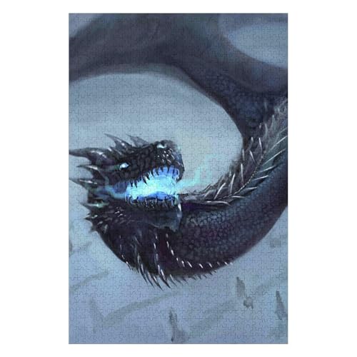 Puzzle 1000 Teile für Erwachsene, schwierige und schwere Puzzles für Frauen und Männer, Premium-Karton, präzise ineinandergreifender Fliegender Drache, 38 * 52cm, c82gy von HNBDE