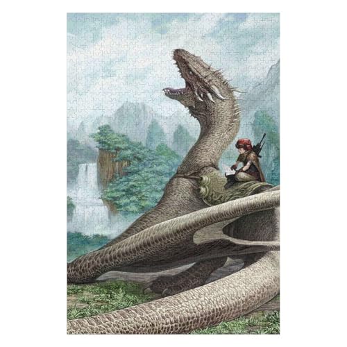 Puzzle 1000 Teile für Erwachsene - Fliegender Drache - Pädagogisches intellektuelles Dekompressionsspielzeug, lustiges Familienspiel für Kinder und Erwachsene, anspruchsvolle 50 * 70cm c410gy von HNBDE