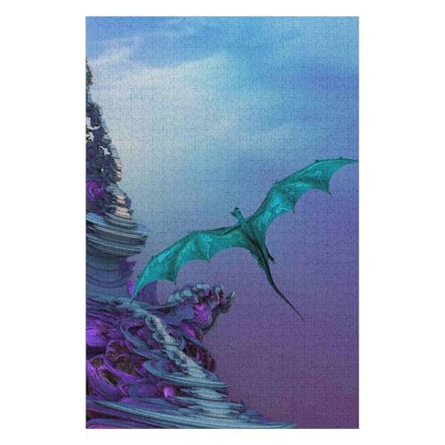 Puzzle 1000 Teile für Erwachsene Puzzle für Erwachsene 1000-teiliges Lernpuzzle, Fliegender Drache, Heimdekorationspuzzle 50 * 70cm c189gy von HNBDE