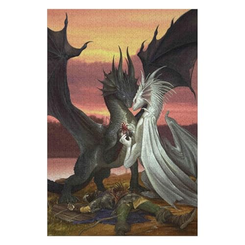 Puzzle 1000 Teile für Erwachsene Puzzle für Erwachsene 1000-teiliges Lernpuzzle, Fliegender Drache, Heimdekorationspuzzle 50 * 70cm c256gy von HNBDE