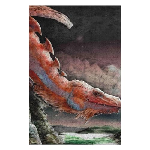Puzzle 1000 Teile für Erwachsene Puzzle für Erwachsene 1000-teiliges Lernpuzzle, Fliegender Drache, Heimdekorationspuzzle 50 * 70cm c469gy von HNBDE