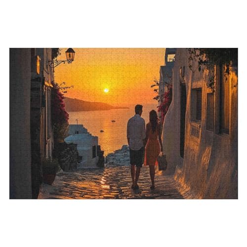 Puzzle 1500 Pieces Santorini Greece Resorts Puzzle DIY Kit Paper Toy Unique Gift Home Decor11 57x87cm NbG151 von HNBDE