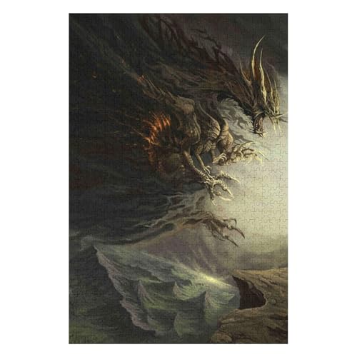Puzzle 1500 Teile, Fliegender Drache, Für Kinder Und Erwachsene, Papier Personalisiertes Zusammenbauen-Puzzle-Spaßspiel 57 * 87cmc271gy von HNBDE