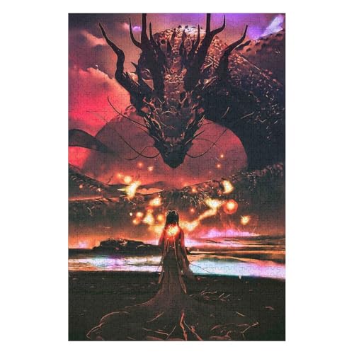 Puzzle | Fliegender Drache | 1000-teiliges Puzzlespiel für Erwachsene und Kinder, 50 * 70cm c496gy von HNBDE