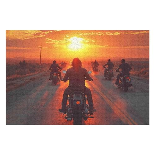 Puzzles 1000 Pieces Adult Motorcycle Gang Educational Game Challenge Toy 1000 Pieces Puzzles for Adults Children2 26x38cm Fds271 von HNBDE