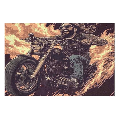 Puzzles 1000 Pieces Adult Motorcycle Gang Educational Game Challenge Toy 1000 Pieces Puzzles for Adults Children2 26x38cm Fds291 von HNBDE