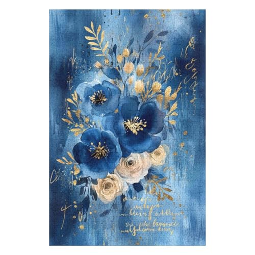 Puzzles 1000 Pieces for Adults Jigsaw Puzzles for Adults 1000 Piece Puzzle Educational Games-Blue Flowers-Home Decoration Puzzle 1000 Pieces50*70cm von HNBDE