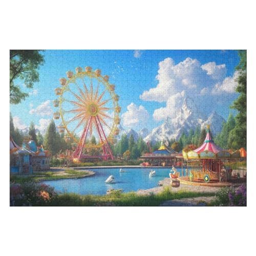 ThemeAmusement Park 1000 Pieces Paper Puzzle for Adults and Children from 12 Years Unisex25 26x38cm NbG041 von HNBDE