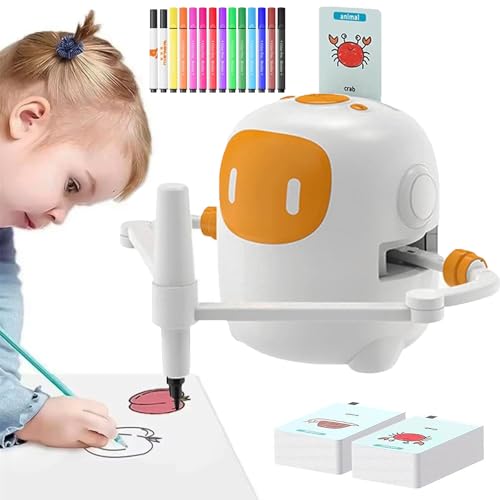 HNBYLMM Magischer Zeichenroboter, Zeichenroboter für über 5-Jährige, Sprachinteraktiver Pädagogischer Zeichenroboter für Kinder, Intelligenter Zeichenroboter mit 100 Wortkarten,White von HNBYLMM