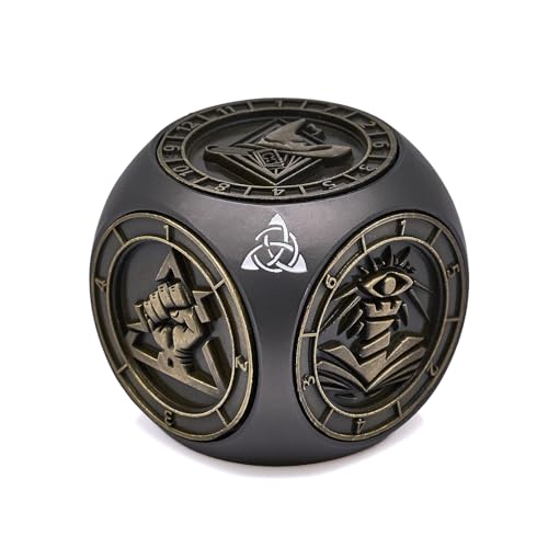 7-in-1 Metall Spinner Würfel,HNCCESG 3D Relief Polyedrische Metall DND Würfel Set Geschenk Box,Tabletop RPG Rollenspiel Geschenke für Liebhaber (Schwarz Bronze) von HNCCESG