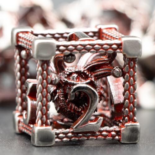 D&D Würfel,HNCCESG Beholder's Eye DND Metall Würfel Set,Hollow Dice Set Dungeons and Dragons Würfelset,for RPG Role Playing MTG Tabletop Board Games(Eye-Blood) von HNCCESG