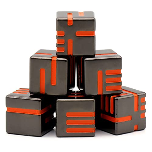 HNCCESG Metall W6 Würfel 6 Stück mit Kasten, Spielwürfel 6-Seitige Würfelset Würfel Set für Dungeons and Dragons, DND, Pathfinder D6 DND Dice Set (W6 Orange) von HNCCESG