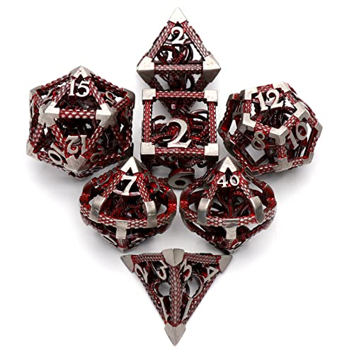 DND Würfel, Metall Spielwürfel Dungeons and Dragons Würfel Set HNCCESG Hohle 3D Cthulhu D&D Würfel Polyedrische Würfelset für Pathfinder MTG RPG DND Dice Set W20 W12 W10 W8 W6 W4 (Cthulhu Blut) von HNCCESG