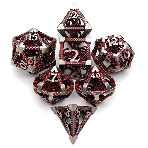 DND Würfel, Metall Spielwürfel Dungeons and Dragons Würfel Set HNCCESG Hohle 3D Cthulhu D&D Würfel Polyedrische Würfelset für Pathfinder MTG RPG DND Dice Set W20 W12 W10 W8 W6 W4 (Cthulhu Blut) von HNCCESG