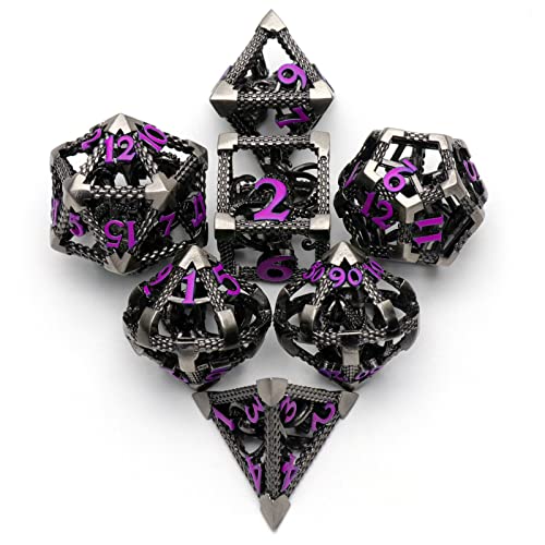 DND Würfel, Metall Spielwürfel Dungeons and Dragons Würfel Set HNCCESG Hohle 3D Cthulhu D&D Würfel Polyedrische Würfelset für Pathfinder RPG DND Dice Set W20 W12 W10 W8 W6 W4 (Cthulhu Violett Nummer) von HNCCESG