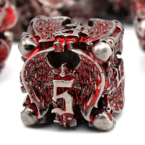 HNCCESG D&D Würfel Set Metall Spielwürfel Hohle Engel D&D Würfel Polyedrische Würfelset für Pathfinder MTG RPG DND Dice Set W20 W12 W10 W8 W6 W4 (Engel Blut) von HNCCESG