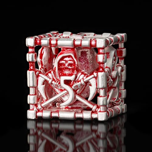 DND-Würfel-Set, Hohl, 7-teilig, Metallisches D&D-Set Mit Geschenkbox für Dungeons und Drachen, Polyedrisches Set für MTG-RPG, Blut auf Weißem Hintergrund von HNCCESG