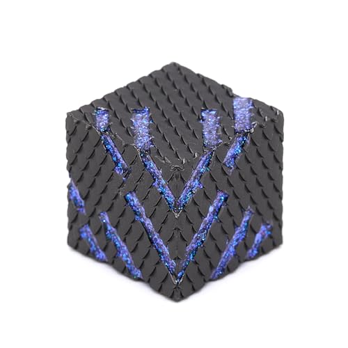 HNCCESG Laser-Blau Metallische DND Würfel 6 Stück mit Linienzahlen & Drachenschuppen, D6 Würfel 16mm Zinklegierung Würfel für D&D,Tabletop-Spiele (LS Glitter-Blau) von HNCCESG