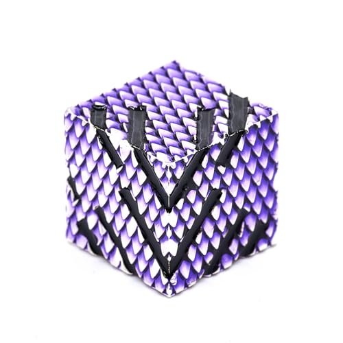 HNCCESG Lila-Schwarz Rollenspiel Würfel 6-teiliges Metall Würfel Set mit Drachenschuppen, 16mm Zinklegierung für DND RPG Tischspiele (LS-Lila/Schwarz) von HNCCESG