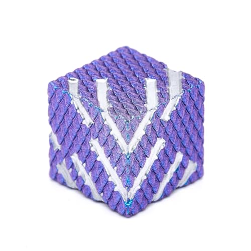 HNCCESG Metall DND Würfel Set 6 Stück Zinklegierung Würfel mit Drachenschuppen Design,16mm Rollenspiel Würfel für Dungeons and Dragons, TTRPG (LS-Farbverlauf Blau-Rosa) von HNCCESG