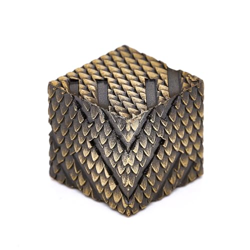 HNCCESG Metallwürfelset 6Stück Drachenschuppen-Design Zinklegierung 16mm, D&D Würfel für RPG Rollenspiel Spiele Dungeons und Drachen (LS Bronze) von HNCCESG