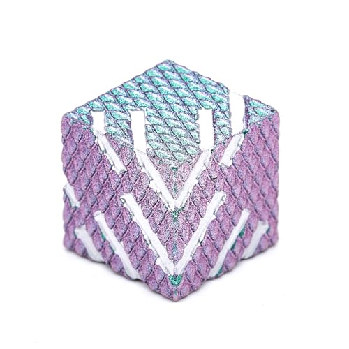 HNCCESG Zinklegierung Würfel 6 Stück Set Drachenschuppen-Muster mit Linienzahlen,D6 Würfel 16mm Metal Dice Spielwürfe für DND, Tischspiele(LS-Grün-Rosa Verlauf) von HNCCESG